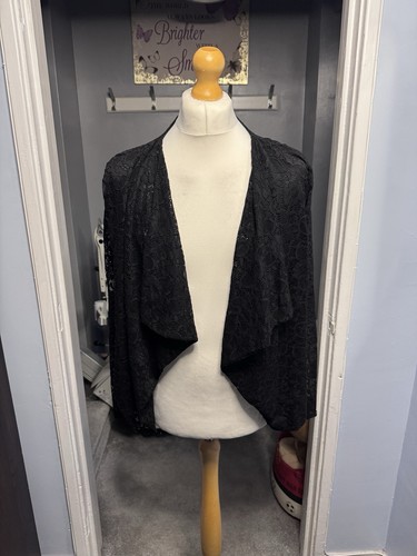 Quiz black lace cardigan - lace,
