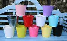 METAL TIN HERB FLOWER BUCKET POT PLANTER WEDDING FAVOURS SWEET TREE 16CM