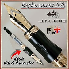 Jinhao X450 REPLACEMENT NIB & CONVERTER 18K GP MEDIUM NIB ( UK SELLER )