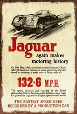 Jaguar Motor Car Advert Vintage Look Retro Style Metal Sign, garage shed mancave