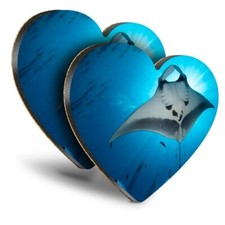2x Heart MDF Coasters -
