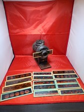 Antique Magic Lantern Projector And 14 Slides Glass Slides