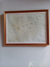 Framed antique pencil drawings