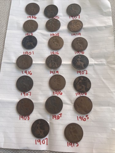 1896 1967 british old pennies - british,