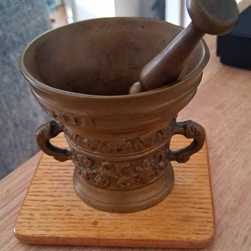 Brass pestle mortar set - pestle, &