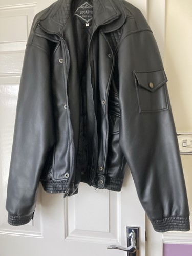 Men leather jacket black - leather,