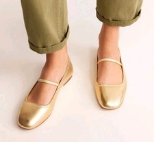 BODEN Brand New Thea Mary Jane Ballet Pumps Shoes - 38/5 - Gold Metallic