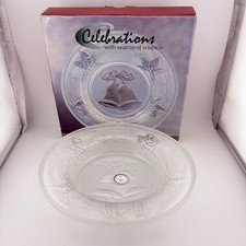 Celebration Season Greetings 8” Glass Plate Christmas Decorative Frosted Boxed