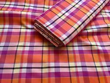 Unused lightweight vintage silk taffeta plaid style dress fabric -  by the M