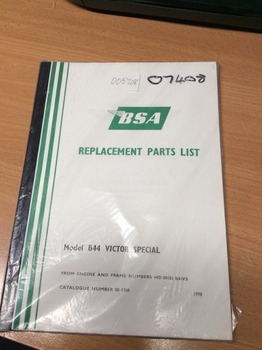 Bsa b44 1970 spares - b44, book