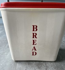 Large Vintage 1960’s Red And White Plastic Bread Storage Bin With Lift Off Lid.