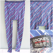 Vintage 1980s Mens Long Johns Jockey Underwear Unused Blue Red Navy Y Fronts 40"