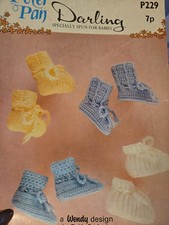 Peter Pan 229 Knitting/crochet PATTERN Vintage used Baby Bootees  DK Or 3ply