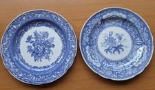 SPODE Blue Room Byron S3437U c1835 & Floral S3428U c1830 two 26cm plates EXCEL