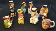 Vintage Group of 8 Artone Character Toby Jugs, Hand Painted,all Based Stamped(T)
