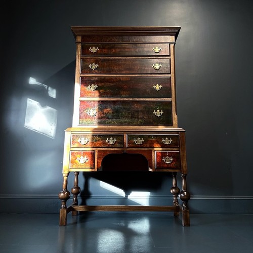 Antique burr walnut tall boy - burr,