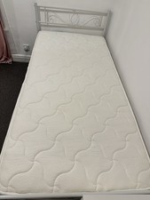 White Metal Frame Single Bed and Mattress
