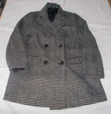 NEW LOOK  BLACK/WHITE CHECKED DOUBLE BREASTED LINED COAT - SIZE 12 NOT WORN