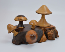 Mushrooms Toadstools Wood Fungi Wooden Ornament Christmas Gift Natural Treen 