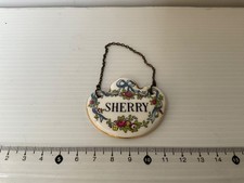 RARE CROWN STAFFORDSHIRE CHINA PORCELAIN DECANTER LABEL SHERRY RIBBON AND BOWS