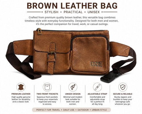 One brown leather - brown, unisex