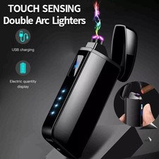 Flameless Electric Plasma Rechargeable Dual Arc Lighter Wind-proof for outdoor