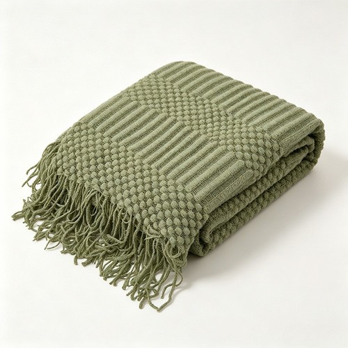 Large solid knitted throw - solid,