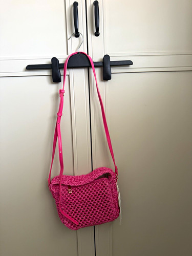 Pink crochet crossbody bag - crossbody,