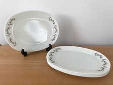 Set of 4 JAJ Pyrex Oval Steak Plates - Silver Birch  VGC