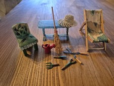 Miniature Dolls House Garden Accessories 1/12th Table, Chair Shears, Etc