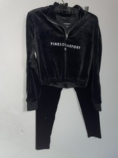 Pink Soda Black Velour Cropped