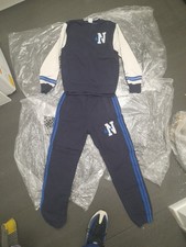Nike Mens Small Navy + Royal Blue Retro Faded 100% Cotton Full Tracksuit