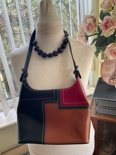 Bnwot Marta Ponti Black/brown Genuine Leather Shoulder Bag