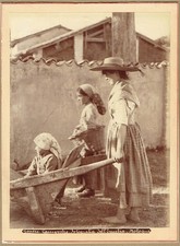 Portrait of Bolognese peasants, Italy. Superb 1880s  albumen photograph