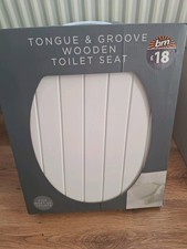Tongue And Groove Wooden Toilet Seat White