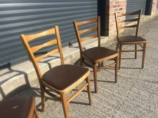 Set Of 4 Vintage 1950s Ladderback  Kitchen Chairs With Vinyl Seat Pads