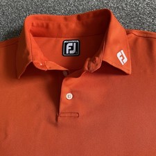 Footjoy Golf Polo Shirt Mens Large Orange Stretch Short Sleeve Fits L To XL