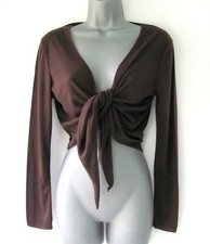 Ladies Long Sleeve Tie Shrug Womens Bolero Short Front Cropped Plain Cardigan 