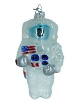 Christmas Astronaut Ornament Blown Glass NWT 4” Apollo Moon Man Space Astronaut