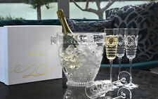 Baci Milano Set of 4 Flutes + Bucket Champagne Transparent Baroque & Rock