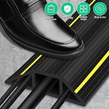 2M Heavy Duty Rubber Floor Cable Cover Protectors - Wire Lead Trip Bumper Black