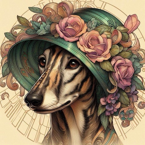 Greyhound bonnet lurcher - greyhound,