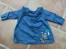 NEXT Baby Girls Dress Blue Denim Long Sleeves 3-6 Months