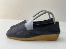 Footglove Ladies Black Leather Slip On Casual Wedge Shoes UK Size 6 EUR 39 B228
