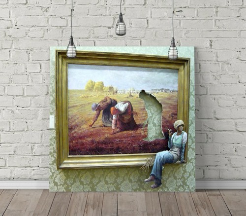 Banksy girl out painting - girl,