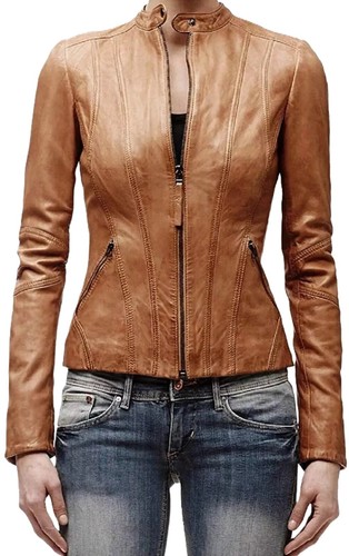 Women genuine leather moto - women's,