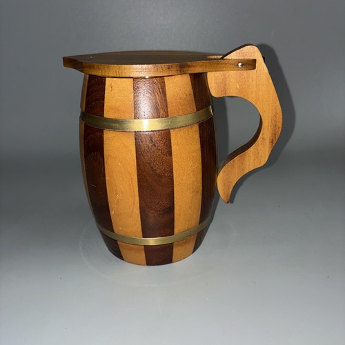 Wooden lidded beer stein - beer,