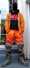 mens orange HI VIS work safety vest Large 40-46" chest builder utilities workie