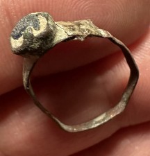 Ancient Roman Ring Glass Gem Damaged - Authentic