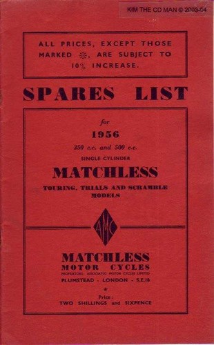 Matchless parts manual book - parts,